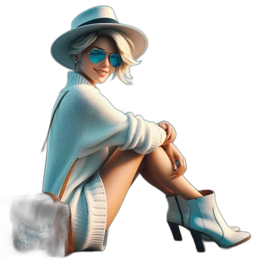 shoes, dress, hat, staff transparent PNG cut-out