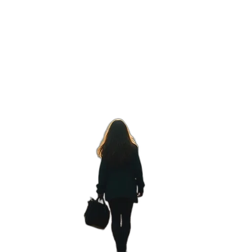 dress, jacket, hair, staff transparent PNG cut-out