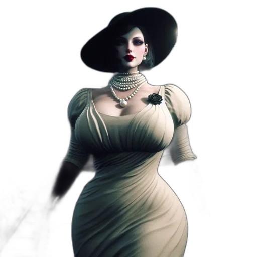 dress, hat, jewelry, concept art transparent PNG cut-out
