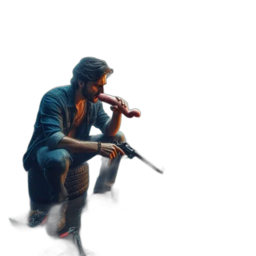 weapon, animal, jacket, staff transparent PNG cut-out