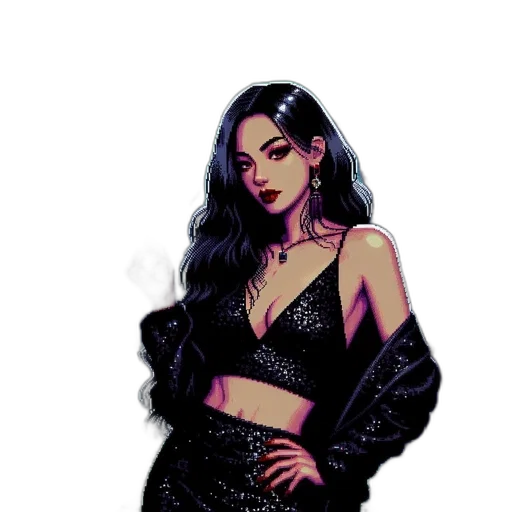 dress, jacket, pixel art, cartoon transparent PNG cut-out