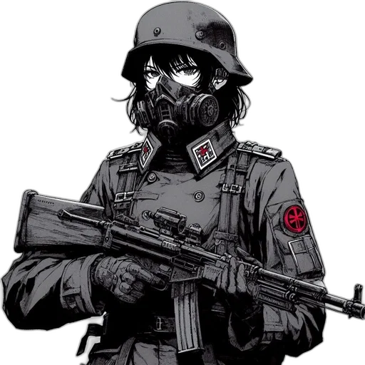 weapon, mask, jacket, comic book art transparent PNG cut-out
