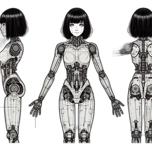 robot, concept art, cyberpunk, comic book art transparent PNG cut-out