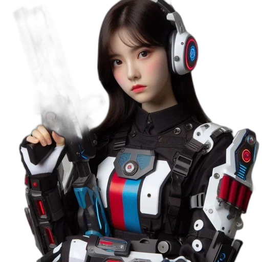 robot, weapon, jacket, staff transparent PNG cut-out