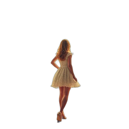 dress, hair, jewelry, shoes transparent PNG cut-out