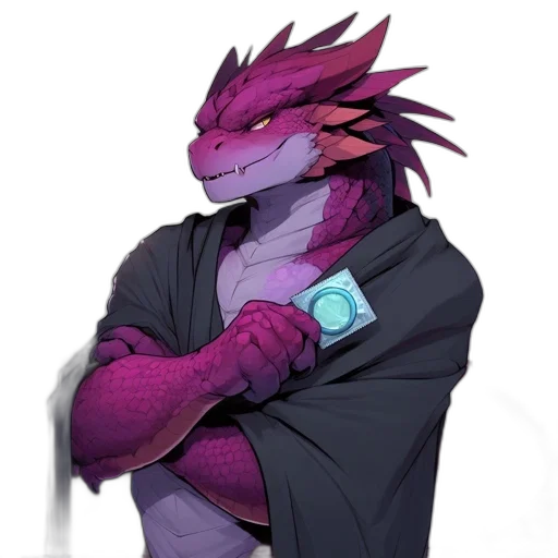 dragon, jacket, staff, creature transparent PNG cut-out