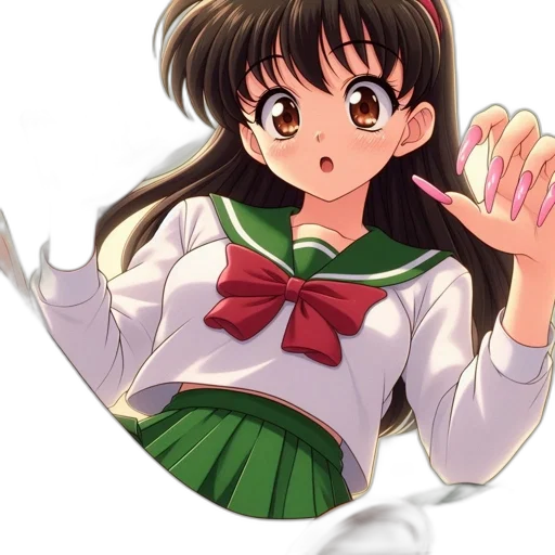 staff, dress, hair, face transparent PNG cut-out