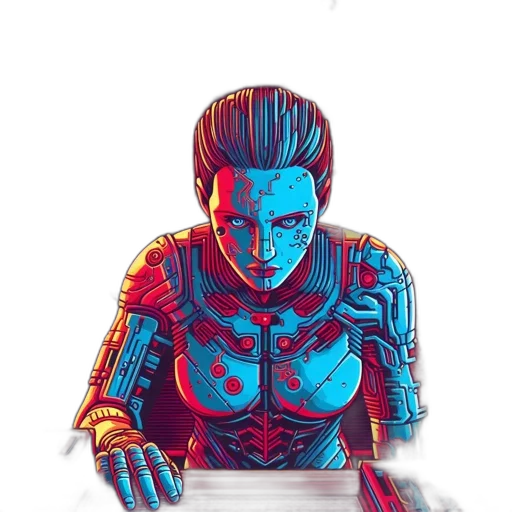 robot, face, comic book art, cyberpunk transparent PNG cut-out