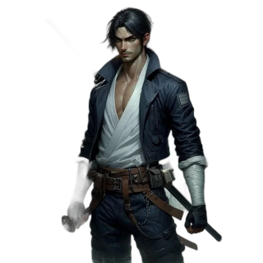 jacket, sword, weapon, staff transparent PNG cut-out