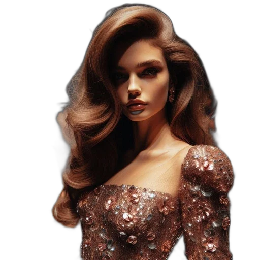 hair, dress, photorealistic, 3d render transparent PNG cut-out