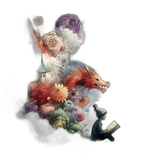 dragon, flower, creature, weapon transparent PNG cut-out