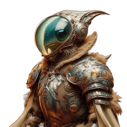robot, mask, creature, staff transparent PNG cut-out