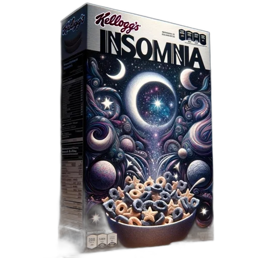 cereal, box, insomnia, kellogg transparent PNG cut-out
