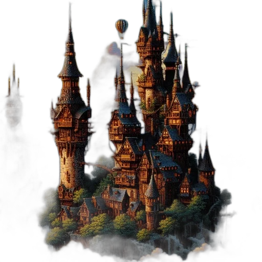 concept art, fantasy art, 3d render, pixel art transparent PNG cut-out