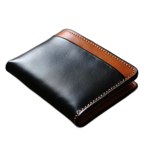 leather, wallet, black, finish transparent PNG cut-out