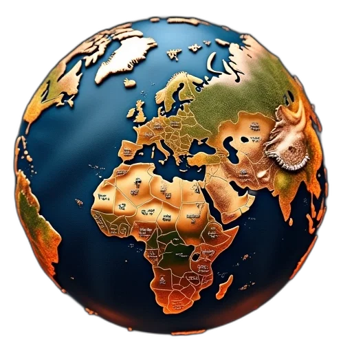 3d render, earth tones, world, most transparent PNG cut-out