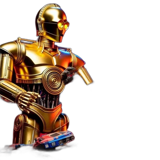 robot, 3d render, concept art, two transparent PNG cut-out