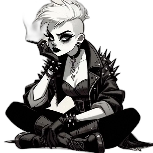 jacket, staff, comic book art, cyberpunk transparent PNG cut-out
