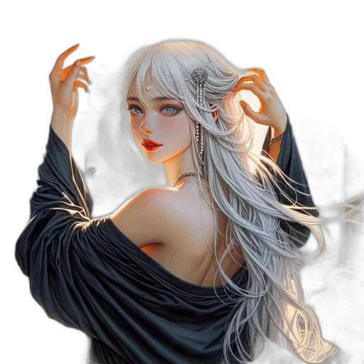 dragon, creature, dress, hair transparent PNG cut-out