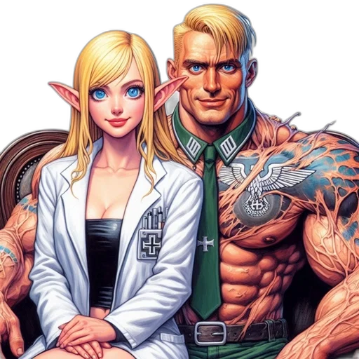 comic book art, concept art, fantasy art, blonde transparent PNG cut-out