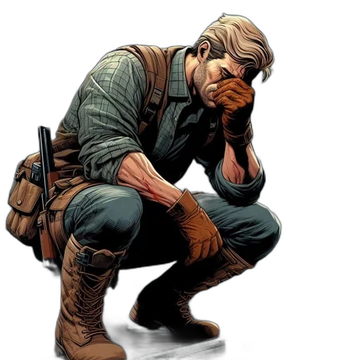 comic book art, concept art, earth tones, man transparent PNG cut-out