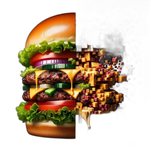 food, photorealistic, pixel art, 3d render transparent PNG cut-out
