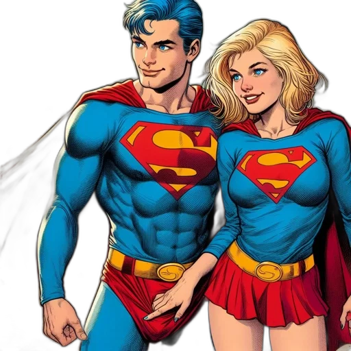 comic book art, concept art, cartoon, superman transparent PNG cut-out