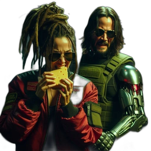 jacket, robot, mask, weapon transparent PNG cut-out