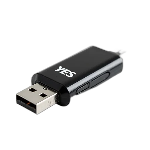 3d render, black, silver, usb transparent PNG cut-out