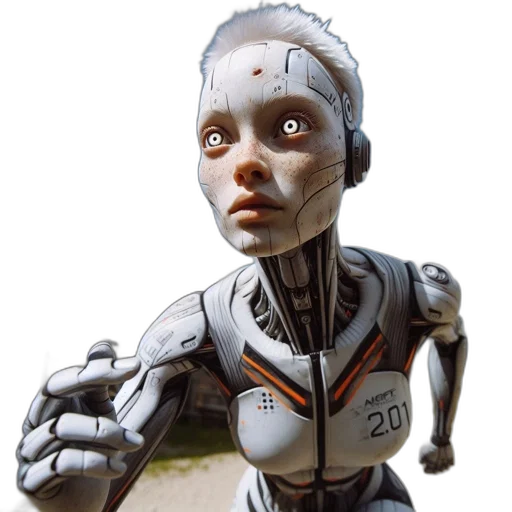 robot, 3d render, concept art, cyberpunk transparent PNG cut-out