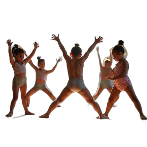 staff, group, children, playing transparent PNG cut-out