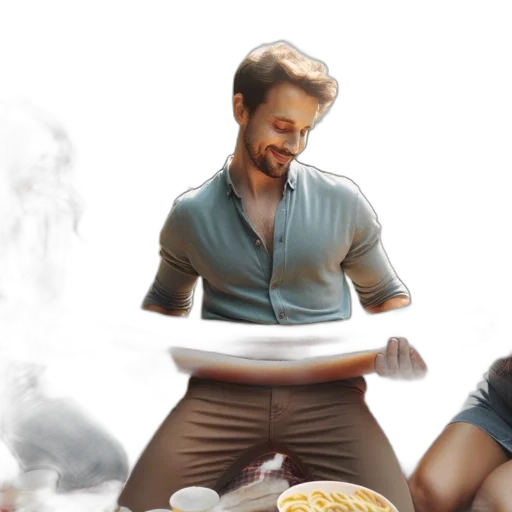 food, concept art, fire, three transparent PNG cut-out