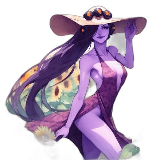 hat, dress, creature, flower transparent PNG cut-out