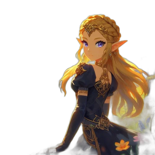 crown, dress, staff, flower transparent PNG cut-out