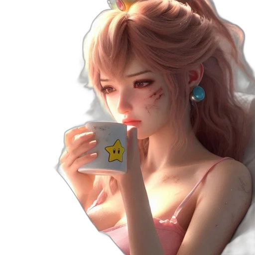 robot, dress, 3d render, vaporwave transparent PNG cut-out
