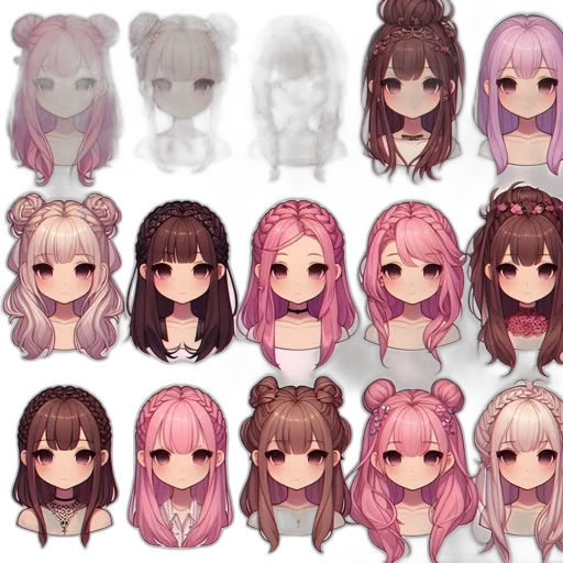 hair, face, anime, pixel art transparent PNG cut-out