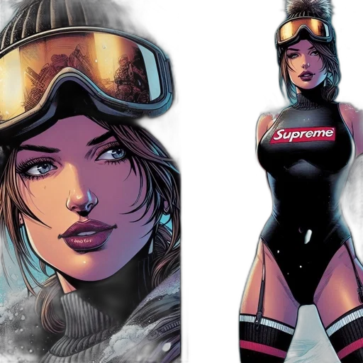 comic book art, concept art, woman, winter transparent PNG cut-out