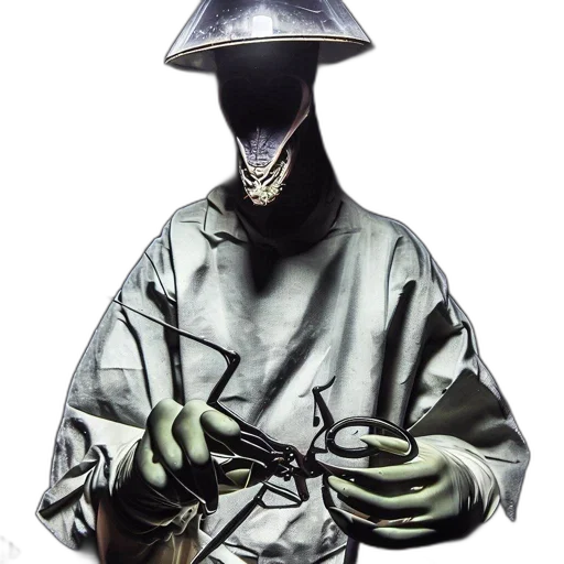 mask, jacket, staff, robot transparent PNG cut-out