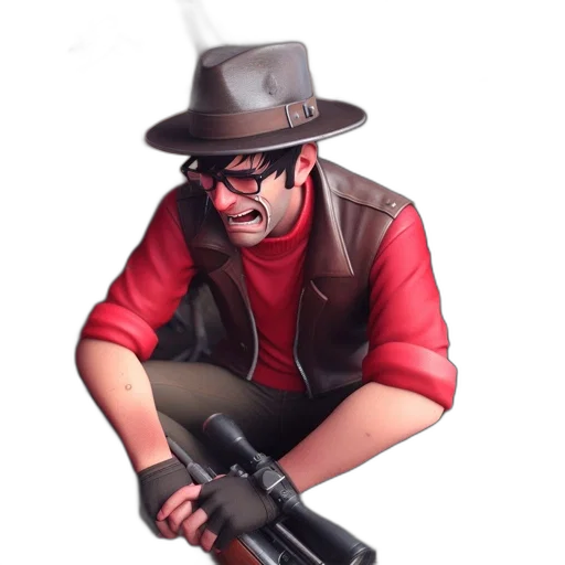 weapon, staff, jacket, hat transparent PNG cut-out