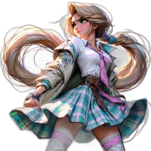 jacket, hair, dress, concept art transparent PNG cut-out