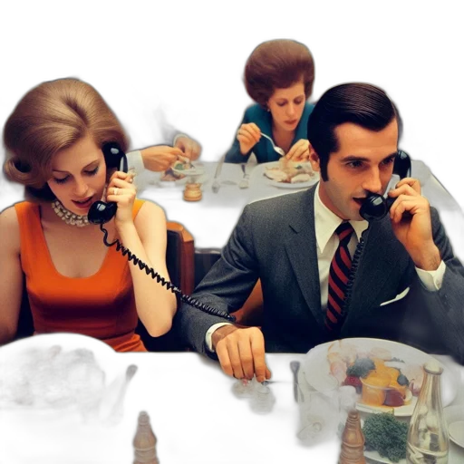 1950s-era, dining, hall, two transparent PNG cut-out