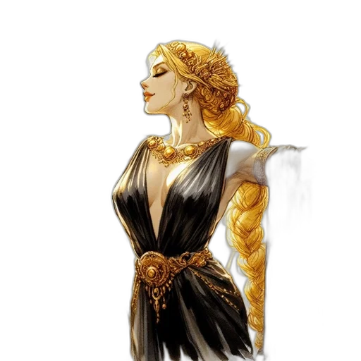 dress, jewelry, crown, staff transparent PNG cut-out
