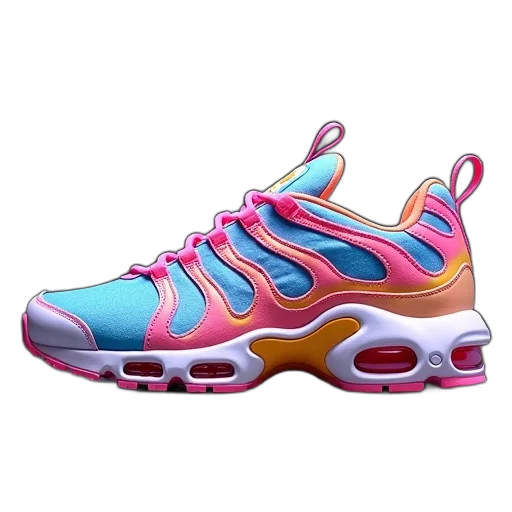 shoes, vaporwave, 3d render, neon transparent PNG cut-out