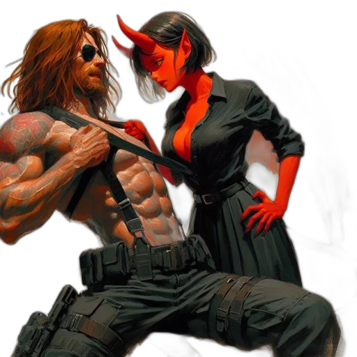 concept art, comic book art, fantasy art, cyberpunk transparent PNG cut-out