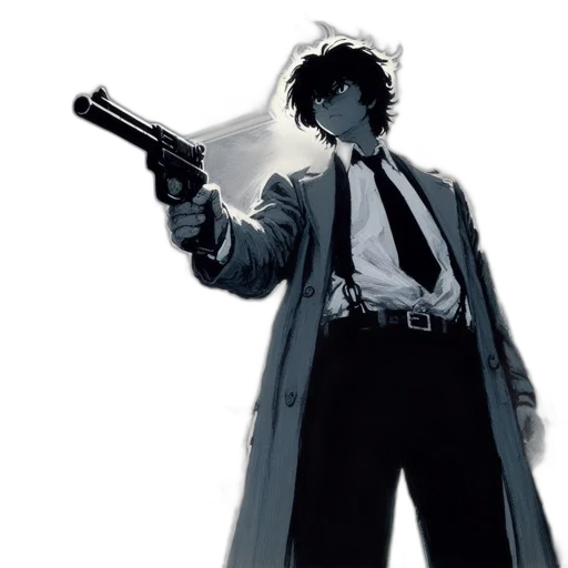 weapon, jacket, staff, comic book art transparent PNG cut-out
