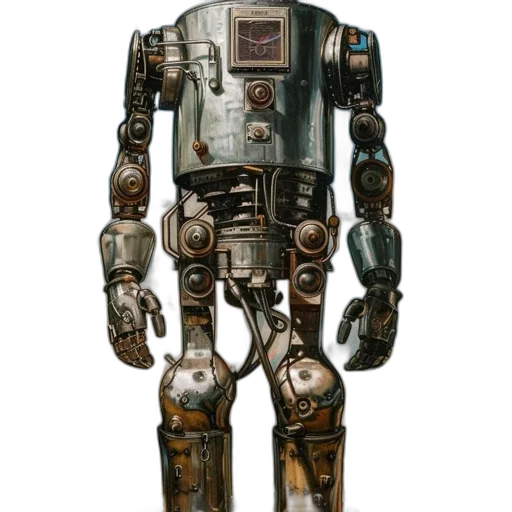 robot, staff, concept art, cyberpunk transparent PNG cut-out