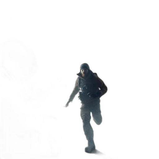 jacket, staff, creature, sword transparent PNG cut-out