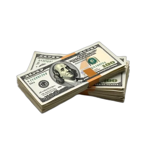 3d render, pile, dollars, bank transparent PNG cut-out