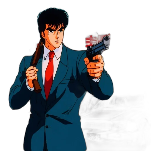 weapon, jacket, staff, comic book art transparent PNG cut-out