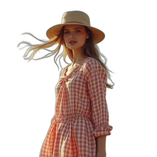 dress, hat, photorealistic, red transparent PNG cut-out